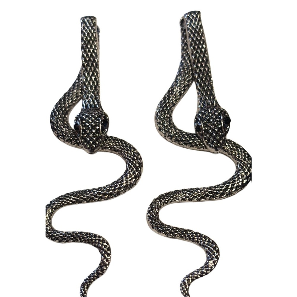 silver Alloy long Serpent Climber Stud Earrings snake ear jacket flowy earring